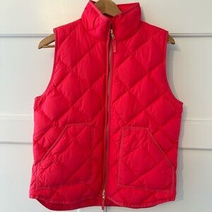 J.CREW Pink Quilted Down Full Zip Pockets Vest Women’s Size M